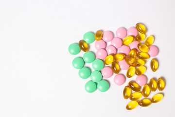 pills on white background