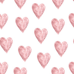 Fototapeta premium Seamless pattern with bright watercolor hearts