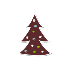 Isolated Christmas tree in flat style