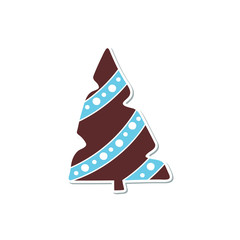 Isolated Christmas tree in flat style