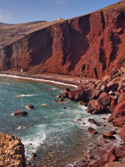 Picturesque view of sea and red cliffs