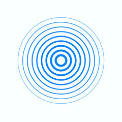 Identification process. Abstract background. Blue rings sound wave and line in a circle. Sound wave wallpaper. Radio station signal. Circle spin vector background.