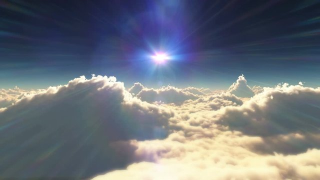 high above clouds sunset 4k