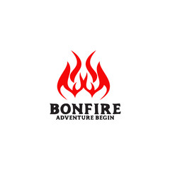 Camp bonfire logo design inspiration vector template