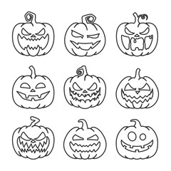 set of halloween icons thin line style