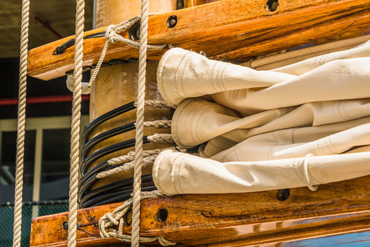 Details klassischer Yachten Gabelbaumbeschlag