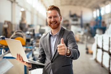 Manager checks machines at the factory. Inspector checks a factory.