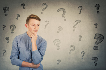 Thoughtful teenage boy introvert being discontent and sad, can't achieve goals. Disappointed young...