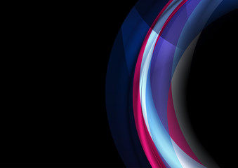 Colorful blue and violet glowing abstract curved waves background. Vector modern arc corporate design