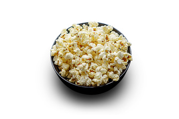 popcorn in a bowl isolated on white