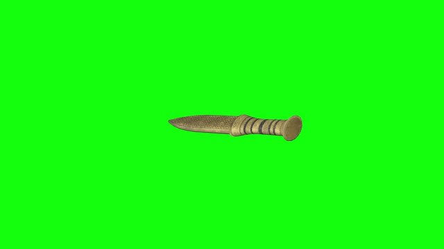 Green screen antique golden dagger  knife turn medieval 3d