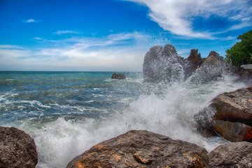 Fototapeta premium Restless Black Sea in Gurzuf, Crimea