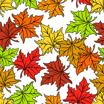 Seamless Pattern of multi colored leaf