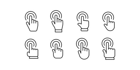 Hand click vector icon. Clicking finger pointer,