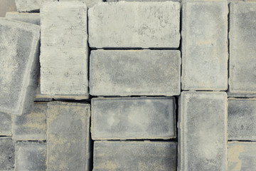 pavement tile folded for the reconstruction of a walkway. Paving blocks the main paving material for pavements