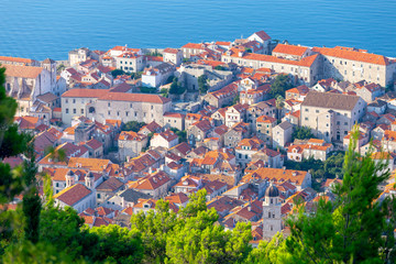 Fototapeta na wymiar Scenic aerial view of Dubrovnik city on a sunny morning.