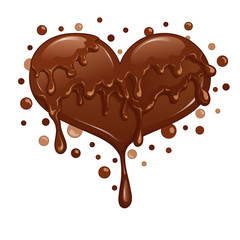 Chocolate Heart colorful vector illustration. Isolated on white. For clothes and graphic design, prints, posters, package, stickers, greeting cards, menu and invitations. Valentine’s Day design