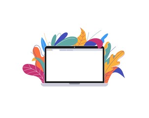 Laptop with trendy floral elements vector illustration
