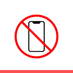 Fototapeta premium No phone icon in modern flat design isolated on white background, forbidden smartphone vector illustration for web site or mobile app