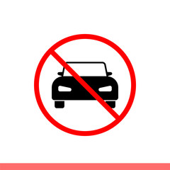 No parking icon in modern flat design isolated on white background, forbidden car vector illustration for web site or mobile app