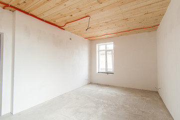 Russia, Moscow- May 05, 2018: interior room apartment. standard repair decoration in townhouse. self-finish rough repair