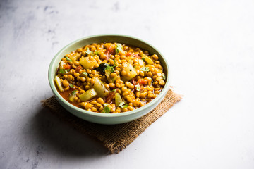 Lauki / Doodhi Chana Dal Subji or Bottlegourd Gram Curry, served in a bowl.selective focus