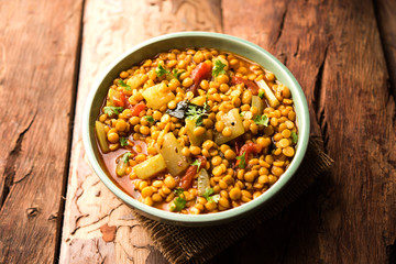Lauki / Doodhi Chana Dal Subji or Bottlegourd Gram Curry, served in a bowl.selective focus