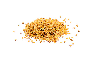Fenugreek seeds in isolated white background.