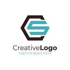 Hexagon Letter C and S Logo Vector