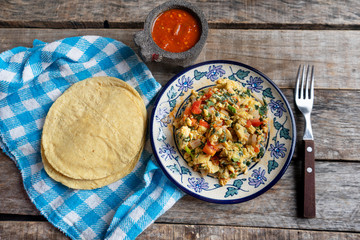 Mexican food: Scrambled eggs with chaya