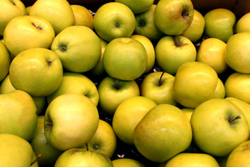 texture a bunch of yellow apples fresh crop