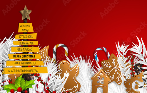 Merry Christmas Greeting Card With Different Languages (Joyeux Noël, Frohe  Weihnachten, Buon Natale, Feliz Navidad, Счастливого рождества!, And  Wesołych Świąt) 2020 Poster | 20-detakstudio