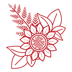 autumn sunflower seasonal isolated icon