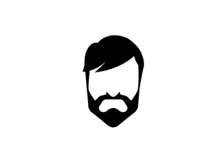 hair Beard and mustache of an elegant gentleman for logo design illustration hairdresser on white background