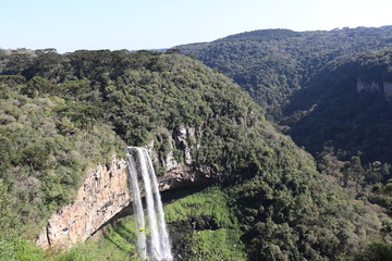  A panorama of the Caracol Waterfall seen from the Caracol Park Lookout, where you can have a privileged view of the waterfall, valley and native forest.
