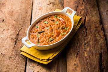 Red Lentil Cooked Dal or Dhal or Masoor daal tadka, selective focus