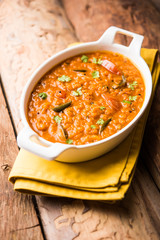 Red Lentil Cooked Dal or Dhal or Masoor daal tadka, selective focus