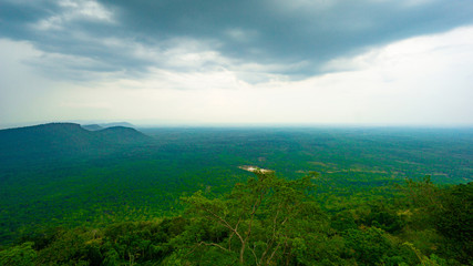 Landscape of Pha Taem National Park in cloudy day in Ubon Ratchathani province, Thailand