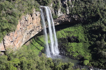  A panorama of the Caracol Waterfall seen from the Caracol Park Lookout, where you can have a privileged view of the waterfall, valley and native forest.