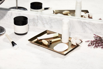 Minimal beauty products still life