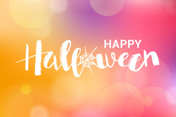 Vector illustration of Happy Halloween phrase with web