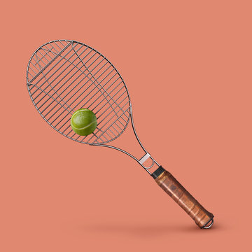 Metal grill mesh with green lime in the form of a ball on a ligh