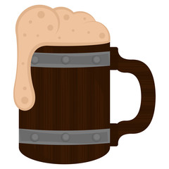 Beer wooden mug with foam - Vector illustration
