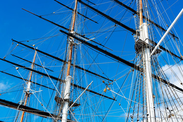 Fototapeta premium Old sailing ship mast equipment