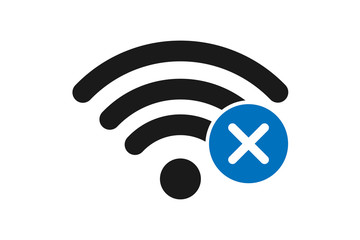 WiFi icon no signal sign, WiFi not available icon