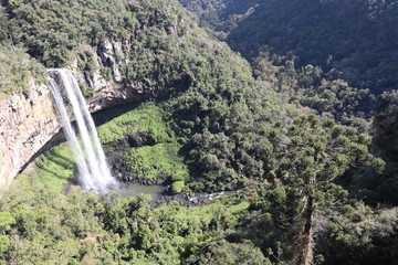  A panorama of the Caracol Waterfall seen from the Caracol Park Lookout, where you can have a...