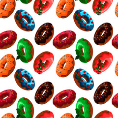 seamless pattern with donut cream paintings