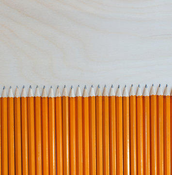 Close up of sharpened graphite pencils