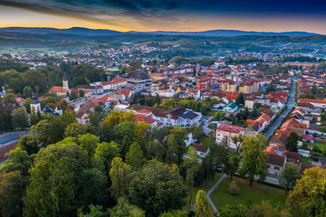 Daruvar in the morning from the air 