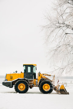 Winter orange Tractor